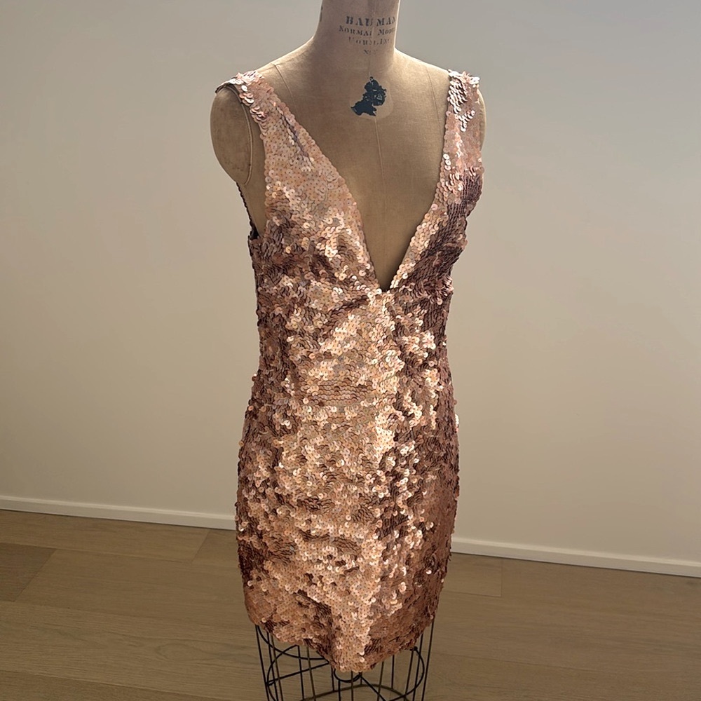 Sexy Posh Sequin Mini Dress in Rose Gold